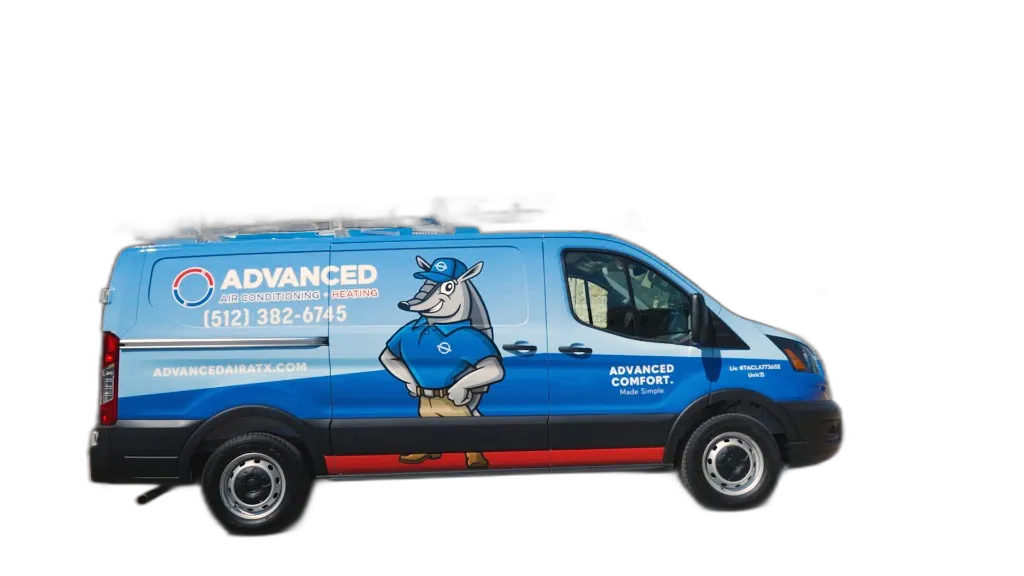 Advanced Air Conditioning + Heating service truck